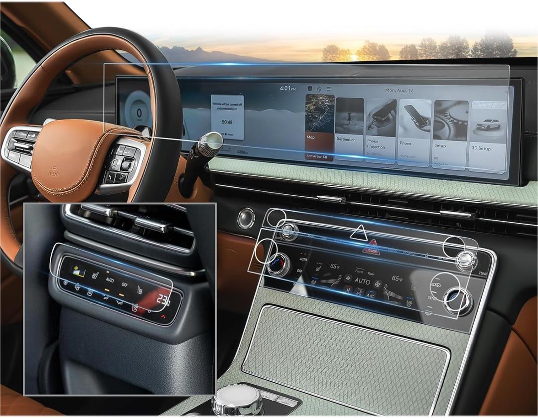 CDEFG (8Pcs for 2025 2026 Genesis GV80/G80 Screen Protector, 27 Inch Touchscreen All-In-One + Center A/C+ Rear AC, GV80 G80 2.5T/3.5T Accessories Nano Film