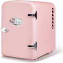 HealSmart Portable Mini Fridge, 4 Liter 6 Can Cooler and Warmer Compact Refrigerators with Observation Window, 100% Freon-Free & Eco Friendly for Drinks, 4L, Pink 