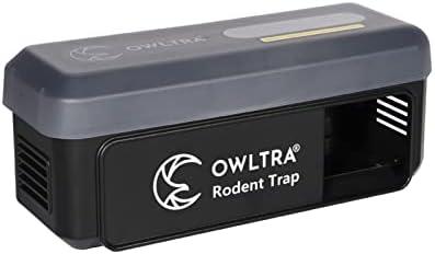 OW-7 in-/Outdoor Electric Rodent Trap, Instant Kill Mouse & Rat Zapper with Waterproof Cover, Sound & Light Alarm, and Batteries or USB Power Source, Waterproof Grade IPX4, Black