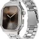 Luxury Aluminum Case with Stainless Steel Band for Apple Watch Series 11/10 46mm, Rugged Military Protective Metal Cover Heavy Duty Tactical Protection for Men iWatch S10, Titanium