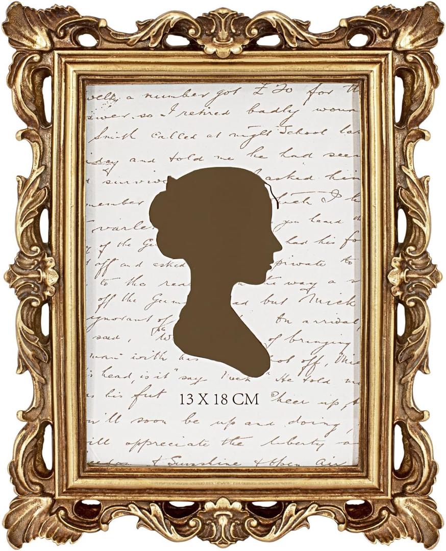 AELS 5x7 Inch Vintage Picture Frame, Elegant Antique Photo Frames with Glass Front, Photo Display, Tabletop Wall Hanging, Gift Ideas (Gold)