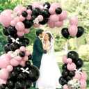 Pink and Black Balloon Arch Kit 141Pcs Light Pink Black Balloons with Paper Circle Dots Garland for Coquette Birthday Bachelorette Party Decorations Wedding Bridal Baby Shower
