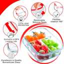 VERONES 5 Pack Glass Meal Prep Containers 3 Compartment Set, 36OZ Airtight Glass Lunch Containers, Glass Food Storage Containers with Lids, for Microwave, Oven, Freezer & Dishwasher Friendly,Red