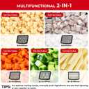 2-In-1 Electric Vegetable Dicer Strip Cutter, 200W Electric Vegetable Chopper with 4 Size Dicing Blades & Strip Cutter Blade, Food Processor Cutter Machine for Commercial & Home Use