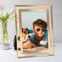 5x7 Picture Frame Set of 2, 5 x 7 Photo Frame Made of Real Glass for Horizontal or Vertical Tabletop Display, Rose Gold