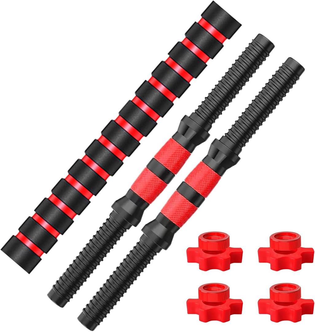 Dumbbell-Handle-set for 1inch Wide Weight Plates Dumbbell Bars, Durable Threaded Barbell Handles Adjustable Weightlifting Accessories for Training Sport Workout Gym (13.77inch)