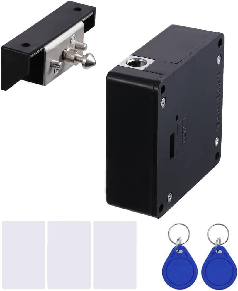 RFID Lock Electronic Cabinet Lock with USB Cable - Hidden DIY Lock for Wooden Cabinet Drawer Locker Cupboard Gun Box with 5 Key Cards/Fobs