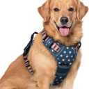 rabbitgoo Dog Harness No Pull with 2 Leash Clips, Adjustable Soft Padded, Reflective Oxford No Choke Pet Vest with Easy Control Handle for Large Dogs, Blue Star, XL