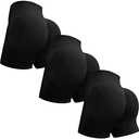 OVESPORT 3 Piece Workout Shorts for Women Seamless Scrunch Butt Lifting High Waisted Yoga Gym Booty Running Short Pants, L