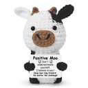 Guokoko Mini Positive Crochet Cow Gifts for Women Men Friends, Inspirational Emotional Support Stuffed Animal Handmade Crochet Cows Gifts for Coworker Friend Birthday Party Decorations