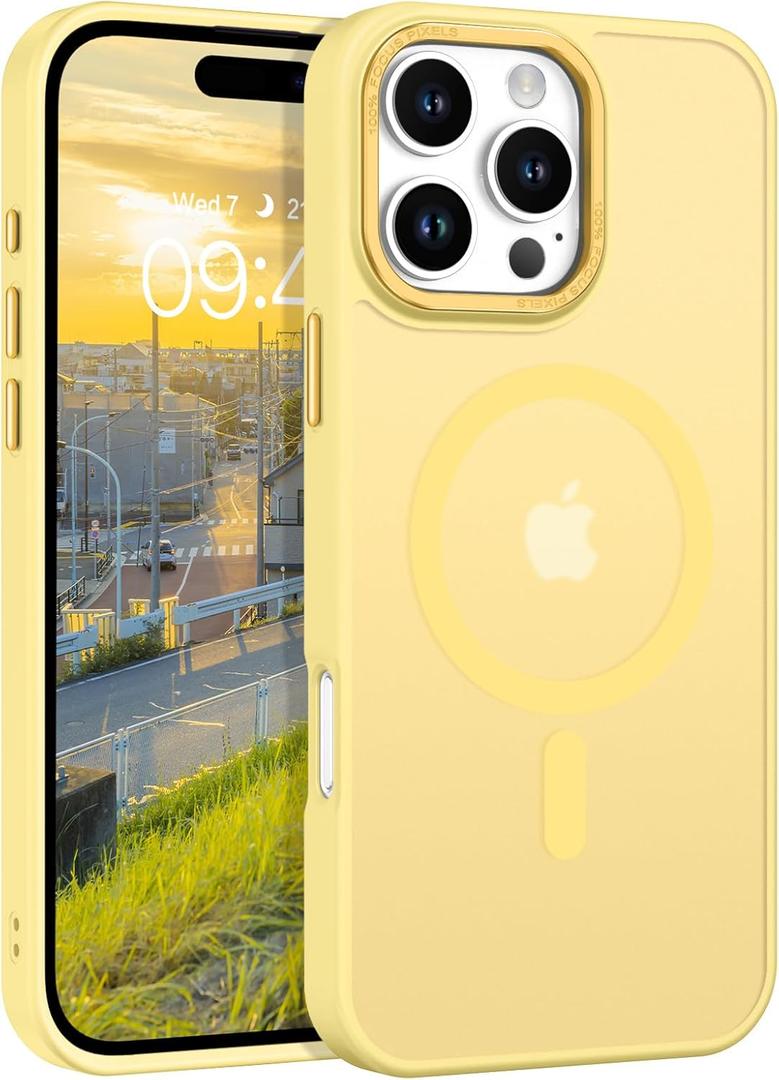 BENTOBEN Magnetic for iPhone 16 Pro Max Case,(Compatible with MagSafe) (Military Grade Drop Protection) Slim Translucent Matte Shockproof with Anti-Fingerprint Phone Case 6.9",Yellow