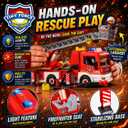Fire Rescue Set – Fire Truck with Ladder, Toy Helicopter, Motorcycle & Fire Water Pump, Emergency Pretend Play Toys for Kids & Toddlers