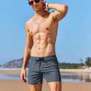 AI'MAGE Mens Short Swim Brief Lightweight Swimming Trunks Swimwear Square Leg Summer Beach Board Short with Zipper Pocket Grey XXL (XXL)