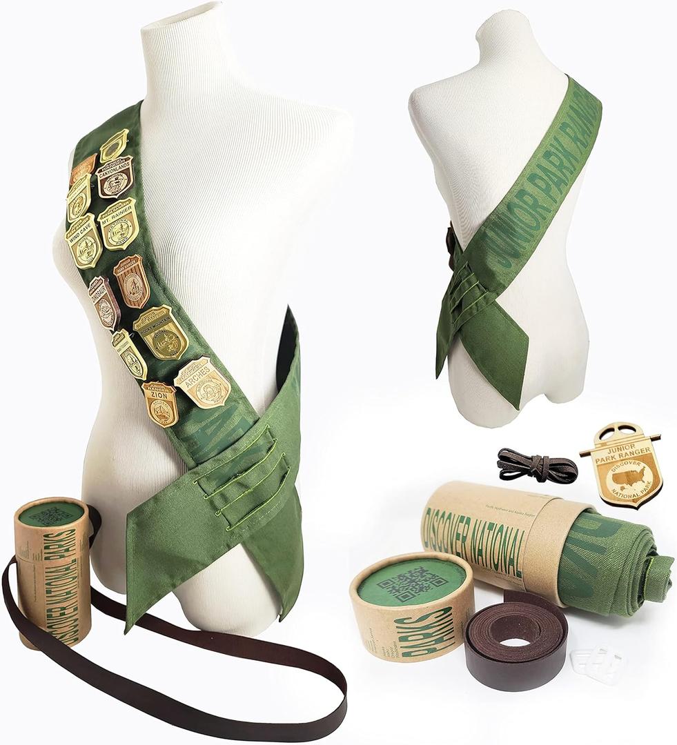 National Park Junior Ranger Scouts Badges Display Sash/Enamel Pin & Patch Organizer