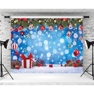 Winter Christmas Backdrop Winter Wonderland Christmas Photography Background Xmas Snowflake Wood Floor Holiday Party Decorations Banner Booth Props (10x8FT(120x96 inch))