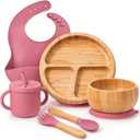 Bamboo Suction Plates for Babies and Bamboo Plates For Kids Baby Feeding and Weaning (Pink)