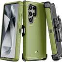 M MYBAT PRO Maverick Series for Samsung Galaxy S25 Ultra Case with Belt Clip Holster, 6.9 inch, Heavy Duty Military Grade Drop Protective Case w 360° Rotating Stand (No Screen Protector) Army Green