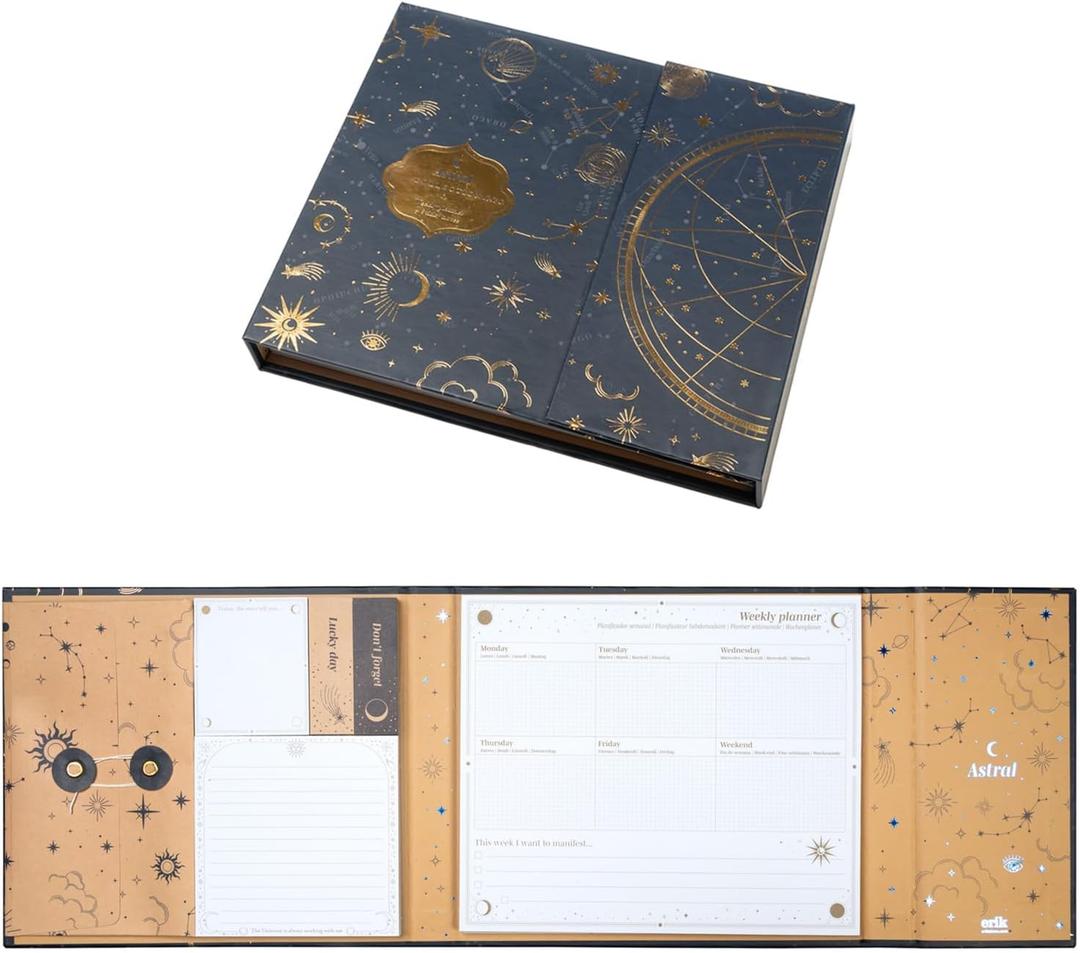 Grupo Erik Weekly Planner & Sticky Notes Set - Astral | 5 Notepads In Different Sizes & Envelope | Cute Sticky Notes, Cute Stationery Gifts Under 15 Pounds