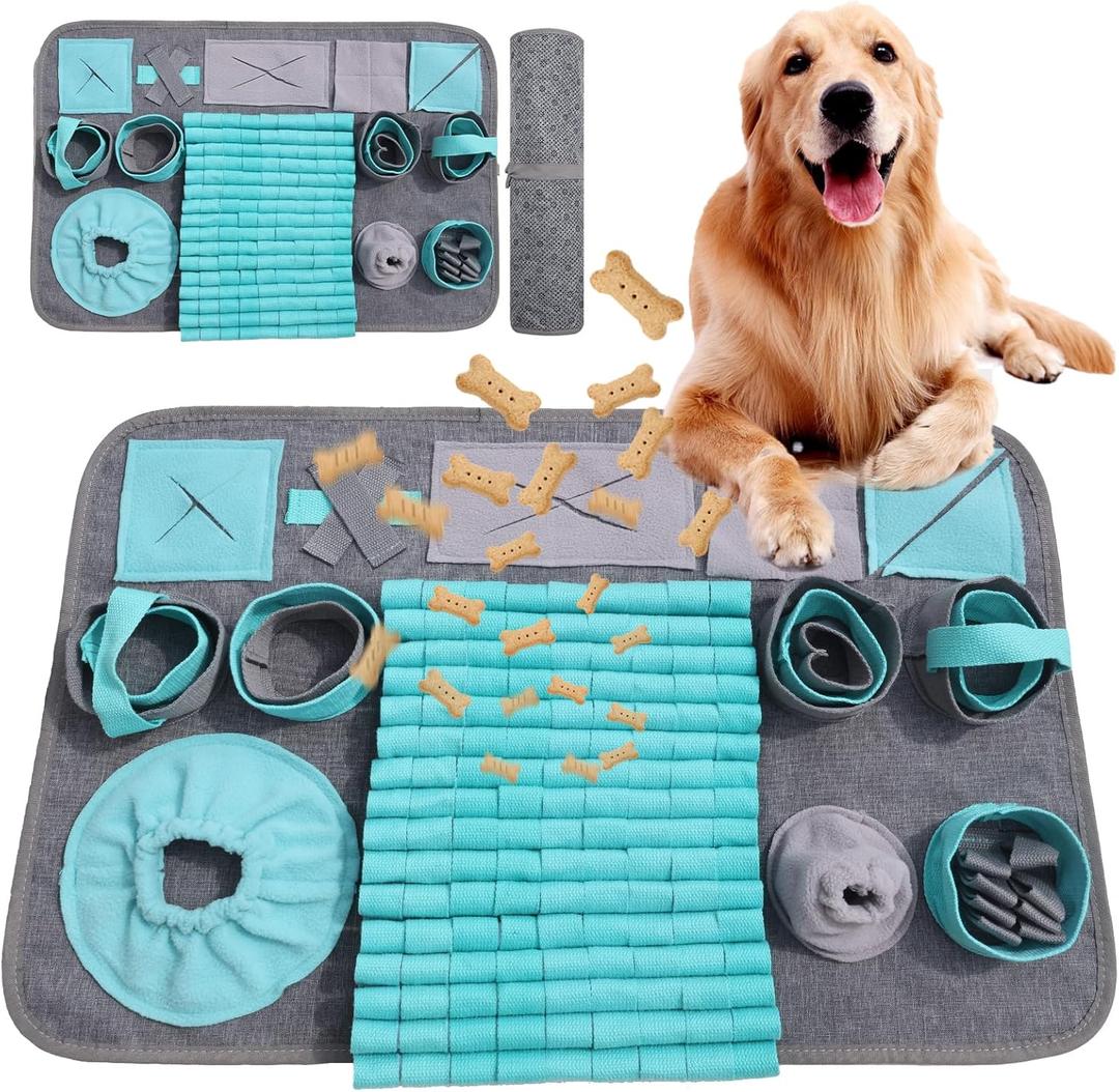 Snuffle Mat for Dogs, Pet Snuffle Mat for Small and Medium Dogs, Interactive Sniff Mat Feeding Mat for Puppies, Slow Feeder Dog Treat Mat for Training and Stress Relief (blue)