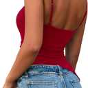 PRETTYGARDEN Women's Summer Spaghetti Strap Tank Tops Sleeveless Camisole Blouses Asymmetrical Going Out Basic Tank Shirt (XXL)