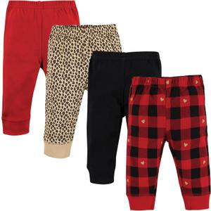 Hudson Baby Unisex Cotton Pants and Leggings (9-12 Months, Gold Heart Plaid)