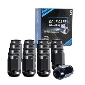 Golf Cart Wheel Lug Nuts Standard 1/2"-20 for EZGO & Club Car (Pack of 16) Black