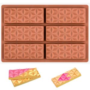 Fimary 1 Pc Chocolate Bar Mold Deep Dubai Break Apart Candy Molds Thick Stuffed Silicone Molds for Filling Knafeh Pistachio Chocolate Bar and Wax Melts Large (Pyramid Shape)