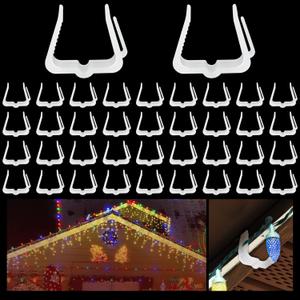 Plastic Christmas Light Hanger Clips, Fascia Board Clips, Deck Banister Holiday Light Clips Hangers Outside Indoor for Fascia Board in Thickness from 1''-1 5/8" (200PCS)