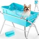 Dog Bath Tub, Portable Dog Washing Bathing Station, 3 Levels Elevated Foldable Dog Bath for Shower and Grooming, Collapsible Shower Bathtub Pet Tub for Small and Medium Size Dogs (Max. 36 in.)