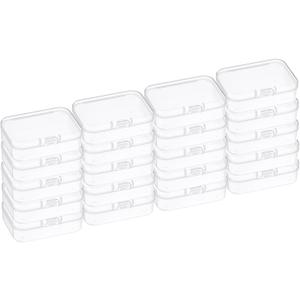 PATIKIL 2.6x1.8x1 Inch Clear Storage Box with Hinged Lid, 20Pack Plastic Stackable Rectangle Organizer Container for Bead Jewelry Small Item Art Craft Project