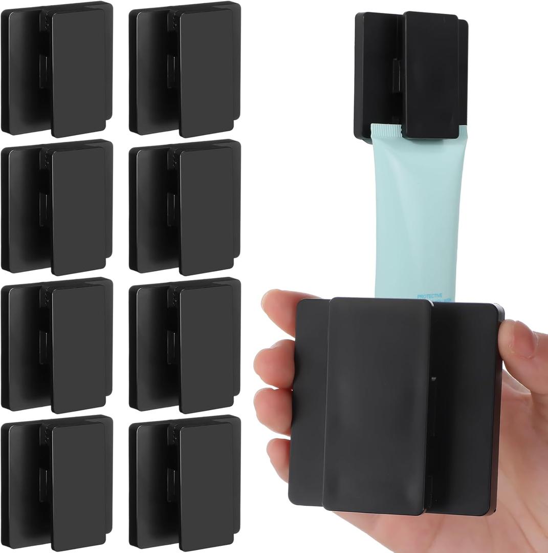 8 Pcs Large Self Adhesive Clips Wall Tapestry Clips No Drilling Towel Holder Adjustable Spring 15 mm Flag Hanger for Bathroom Kitchen Home Office Hotel (Black)