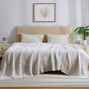 Aganear Cooling Blanket Queen Size for Hot Sleepers,Lightweight Cotton Summer Blanket of Rayon Derived from Bamboo.Waffle Weave Luxury Throws for Bed,Couch and Sofa.White,90x90 Inches
