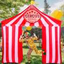 Circus Carnival Party Decoration 10ft Circus Inflatables Tent Blow up Archway Built in LED Lights for Carnival Birthday Party Summer Holiday Yard Garden Outdoor Decor