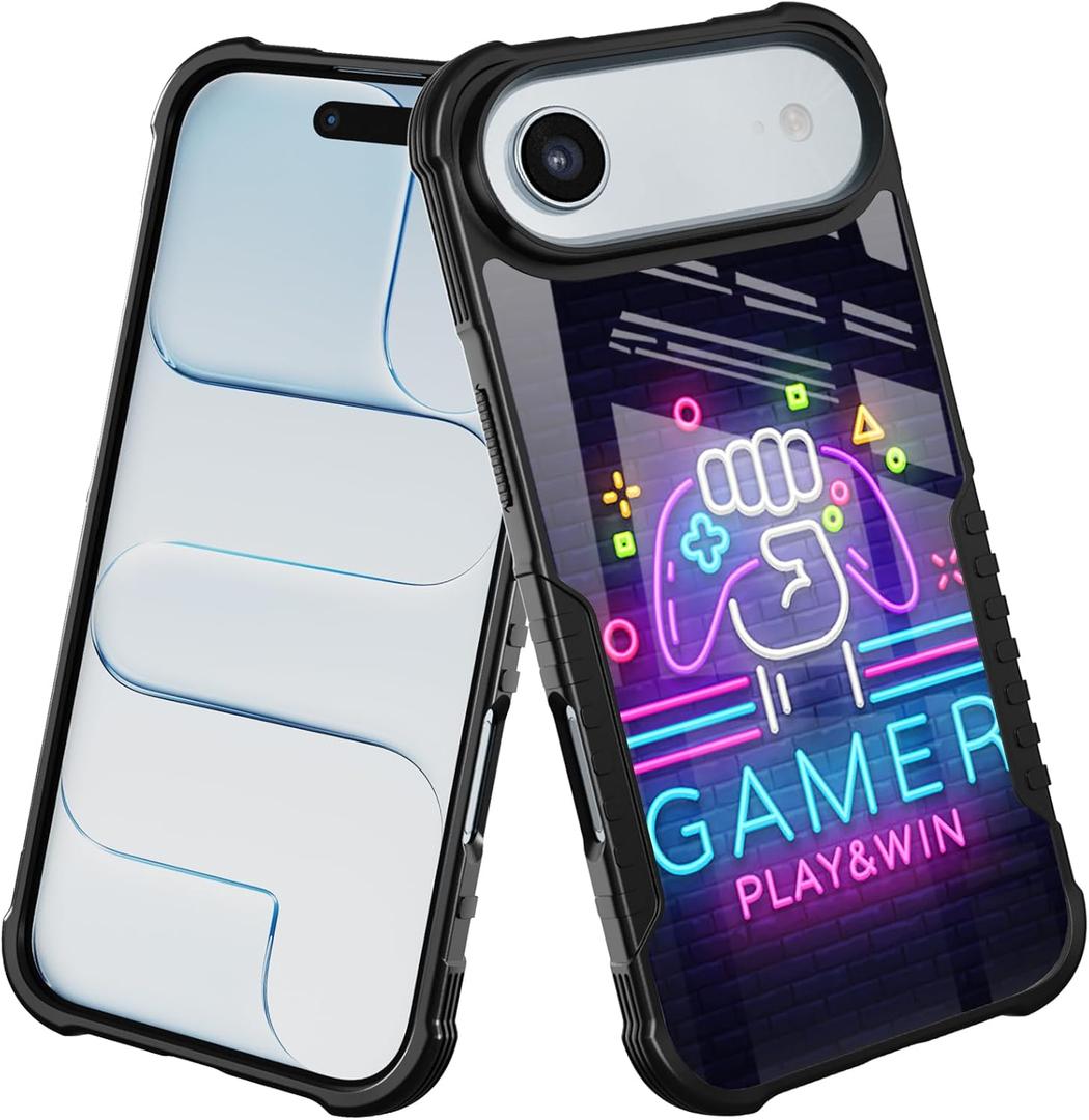 Compatible with iPhone 17 Air Case Design for Boys Kids Men, Gamer Play Game Win Easter [Shockproof Bumper] [Anti-Scratch] [Anti-Slip] Heavy Duty Protection Cover