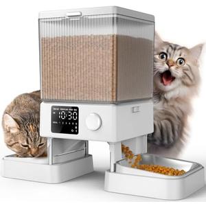 oneisall Automatic Cat Feeder for 2 Cats, 20 Cups/5L Automatic Cat Food Dispenser for Small Pets Indoor, Timed Cat Feeder for Dry Food(White)