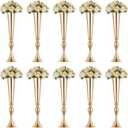 NUPTIO Gold Tall Centerpiece Table: 21.9" Trumpet Vases for Wedding Metal Flower Stand for Party Decorations Set of 10