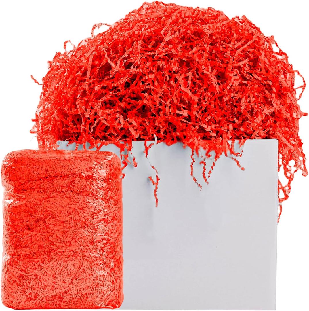 2.2LBS Crinkle Cut Paper Shred Filler, Shredded Paper for Gift Bag Box Basket, Packing Grass Cushion Crinkle Shred Filler for Christmas Wedding Birthday Bridesmaid Engagement-Red