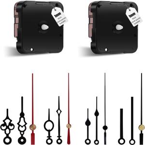 DEEWISH 12888 High Torque Silent Clock Movement - 2-Pack Snap-in Quartz Mechanism, 8mm (5/16") Non-Threaded Shaft for 1mm Panels, DIY Clock Motor Kit with 4 Sets of Hands