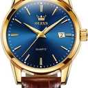 OLEVS Women's Business Dress Watches for Ladies Female Brown Leather Strap Small Face Dress Analog Quartz Wrist Watch with Calendar Day Date Waterproof Luminous Gift Classic Casual Retro Band (Blue - My Heart Will Go On)