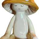 Meditation Mushroom Resin Statue - Cute Meditation Mushroom Statue for Desk Living Room Resin Figurine for Home Patio Office Decoration Cute Plant Statues for Tabletop Garden Backyard Decor