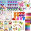 Cinrobiye 72 Pcs Butterfly Party Favors, Butterfly Insects Coloring Books with Crayons, Spring Birthday Goodie Bag Fillers, DIY Craft Kit Stickers Tattoos Stampers for Circus Fairy Bug Parties