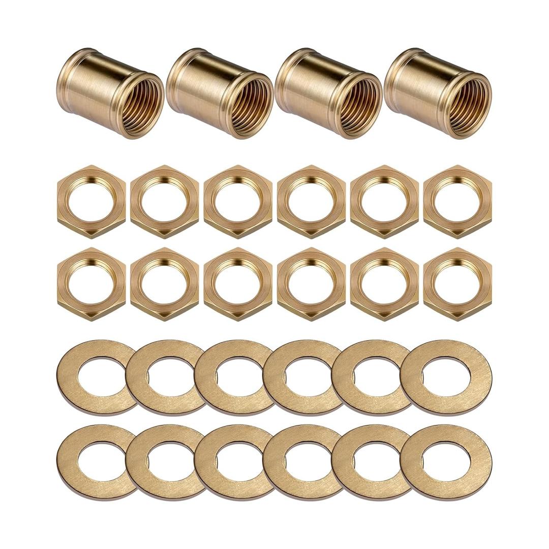 Lamp Pipe Locknut,Lamp Rod Couplings,Brass Lock Nut Fasteners for Standard 1/8 IP Threaded Pipe,Perfect for Lamp Assemlby or Repair,Lamp Tube Threaded Locknuts