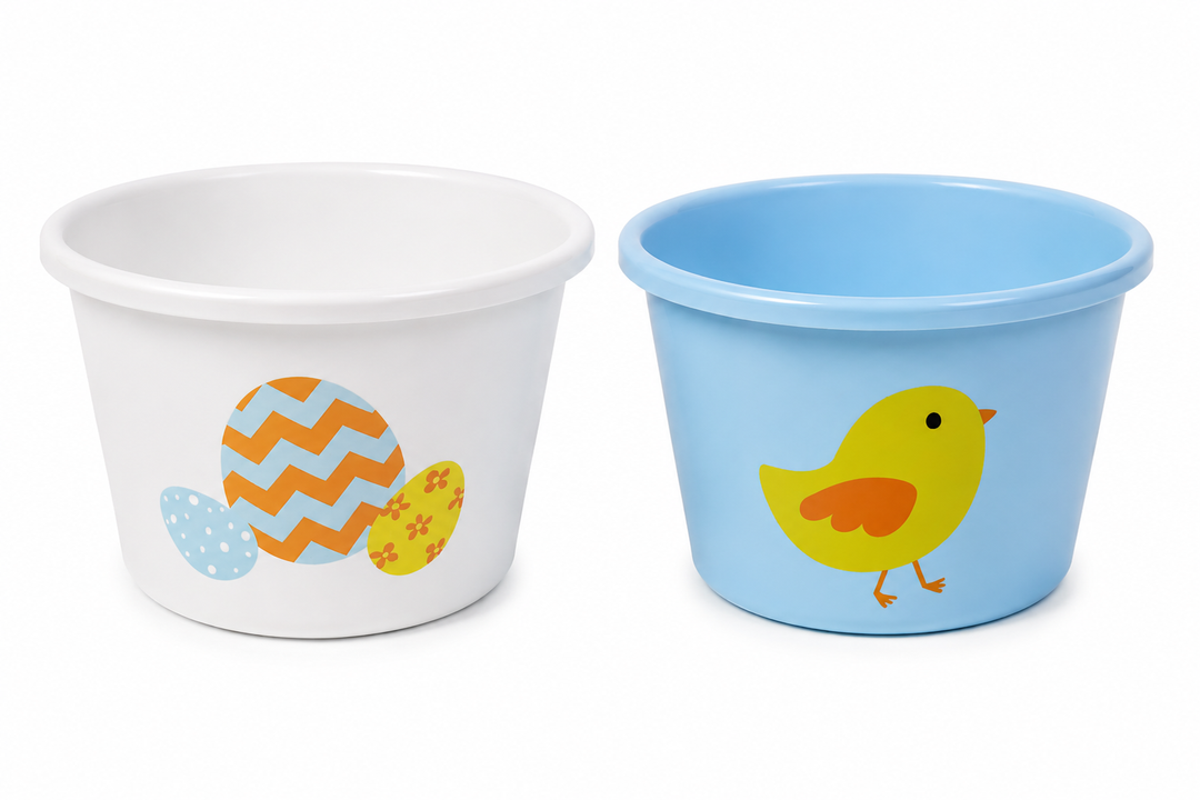 2 x Blue Chick & White eggs Easter basket