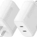 Essri 40W Gan Dual USB C Charger Block 2-Pack,PD 3.0 Fast Charging Wall Plug Power Adapter with Dual Type C Ports for iPhone 17/16/15/14/13 Pro Max,iPad Pro/Air/Mini,Galaxy S25 / S24,Google Pixel (White)
