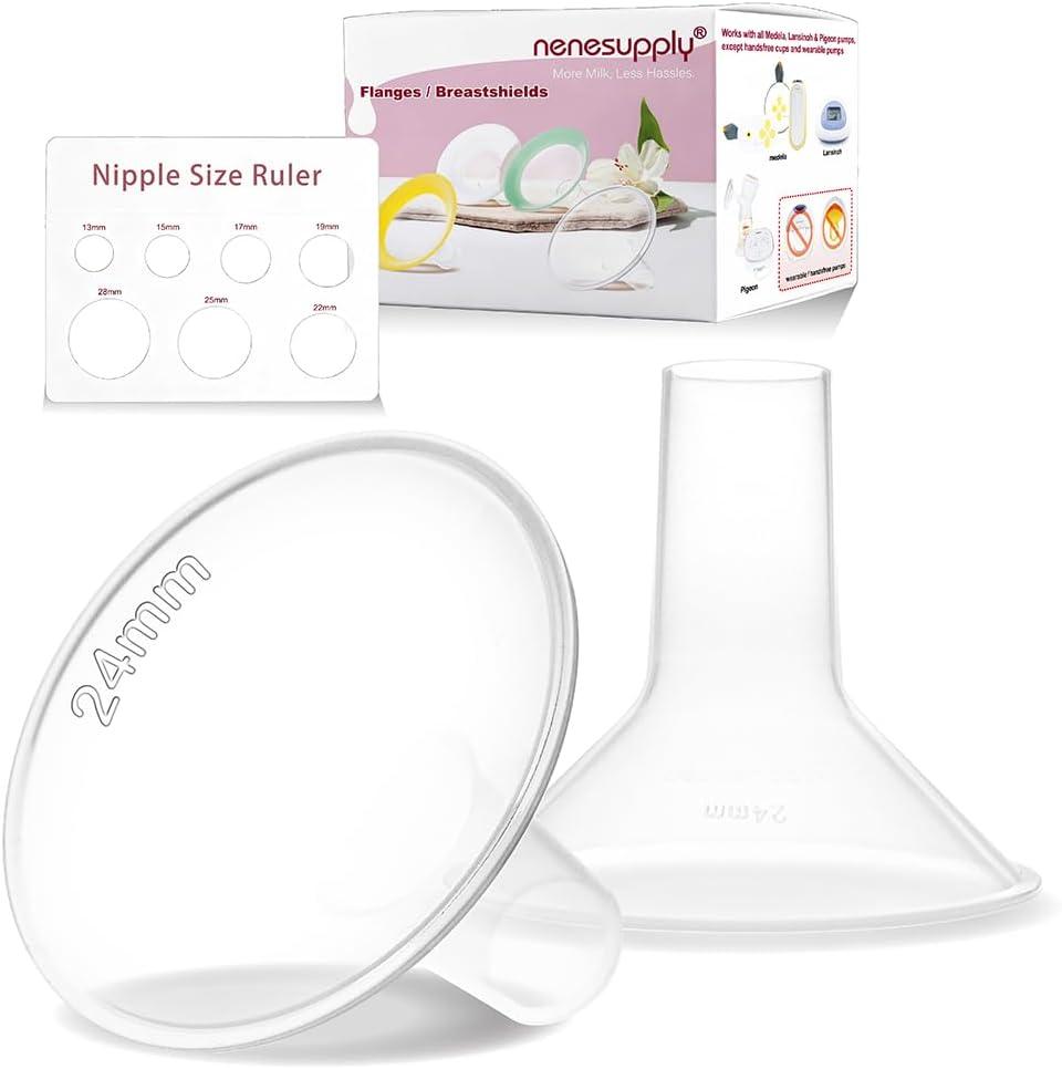 Nenesupply 24mm Flange Compatible with Medela Breast Pump Parts Replace 24mm Flange for Medela Accessories Compatible with Pump in Style Parts Symphony Swing Harmony Work with Personalfit Flex