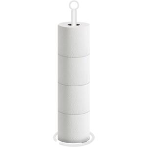 NearMoon Bath Toilet Paper Holder Stand, Freestanding Tissue Paper Storage with Reserve, Space Toilet 4 Rolls Holder for Bathroom/Kitchen Countertop-All Metal (1 Pack, White)