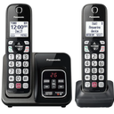 Panasonic Cordless Phone with Answering Machine, Advanced Call Block, Bilingual Caller ID and High-Contrast Display, Expandable System with 2 Handset Cordless Telephones - KX-TGD832M (Metallic Black)