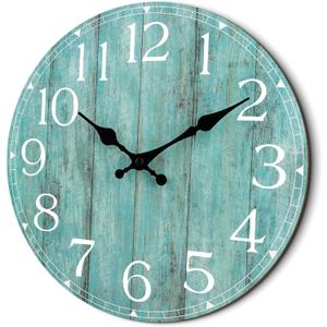HYLANDA 14 Inch Teal Wall Clock - Silent, Non-Ticking, Battery Operated, Decorative, Unisex