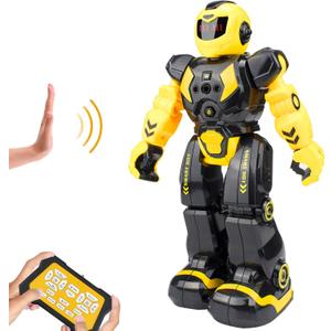Remote Control Robot for Kids - Intelligent Programmable Toy With Infrared Controller, Dancing, Singing, Moonwalking, LED Eyes, and Gesture Sensing - Children's Entertainment Kit (Yellow)