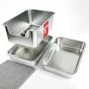 Stainless Steel Sifting Cat Litter Box for Clumping Clay (19.5" L x 13.6" W x 8" H)